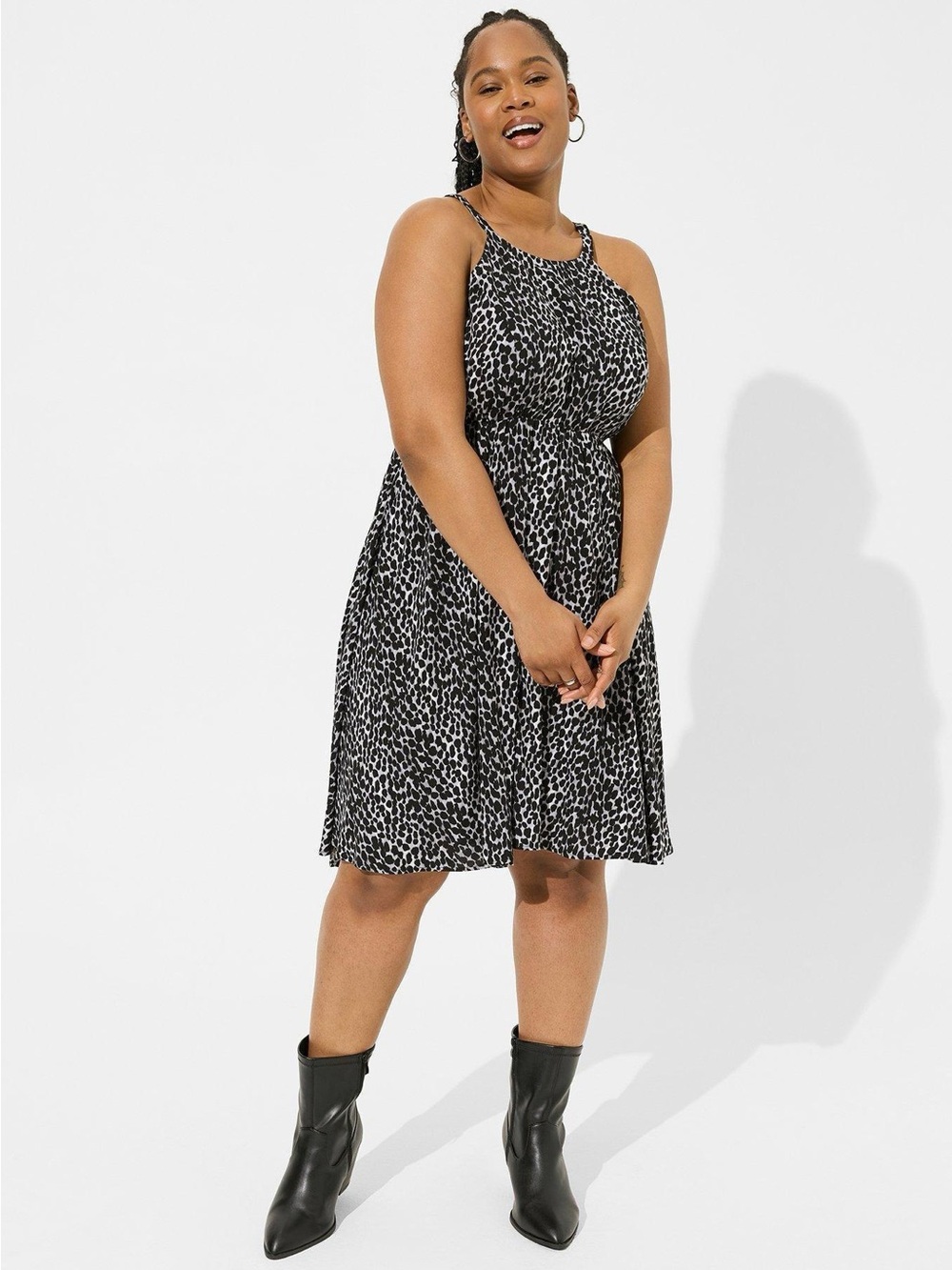 Torrid Mini Challis Halter Neck Hi-Low Dress